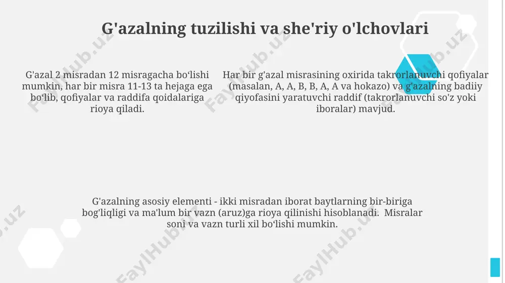 g'azal mezoni asosida taqdimot - Page 5