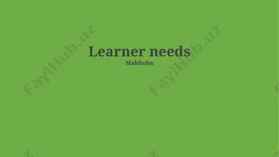 learner needs — PPTX