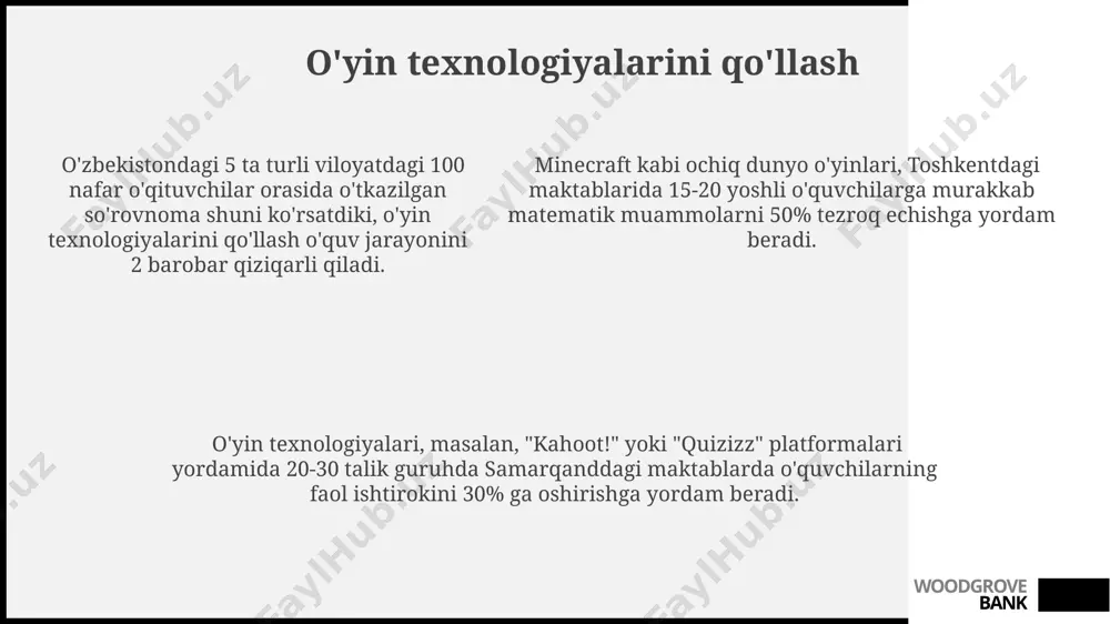 bo‘lib, bu individual ishlarga nisbatan sezilarli yaxshilanishdir. woodgrove bank e'tiboringiz uchun rahmat @taqdimot_robot woodgrove bank