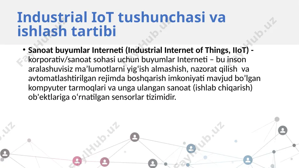 nalardan yakuniy iste'molchilarga qadar samarali o'z-o'zini optimallashtirish zanjirlarini tashkil etish; "birgalikda foydalanish iqtisodiyot" modellariga o'tish va boshqalar. eng ilg'or holatlarda, sanoat buyumlar interneti nafaqat ilg'or telemetriya vositalaridan foydalangan holda uskunalarni texnik qo'llab-quvvatlash sifatini yaxshilashga, balki asbob-uskunalardan uning funktsiyalaridan foydalanish fakti bo'yicha mijoz tomonidan haq to'lash uchun yangi biznes modeliga o'tishni ta'minlashga imkon beradi. mashinalar, uskunalar, binolar va axborot tizimlari o'rtasidagi tarmoq o'zaro ta'sirini joriy etish, atrof-muhitni, ishlab chiqarish jarayonini va o'z holatini real vaqt rejimida kuzatish va tahlil qilish qobiliyati, boshqaruv va qaror qabul qilish funktsiyalarini intellektual tizimlarga o'tkazish "to'rtinchi sanoat inqilobi" deb ham ataladi. j`son & partners consulting maslahatchilari tomonidan amalga oshirilgan dunyoda narsalar internetini joriy etish tajribasi tahlili shuni ko'rsatadiki, iiot kontseptsiyasiga o'tish tarmoqlararo ochiq (gorizontal va vertikal) ishlab chiqarishni shakllantirish hisobiga sodir bo'ladi va turli korxonalarning turli xil axborot boshqaruv tizimlarini birlashtirgan va ko'plab turli xil qurilmalardan foydalanadigan xizmat ko'rsatish ekotizimlari bo’ladi. ushbu yondashuv virtual sohada butun …