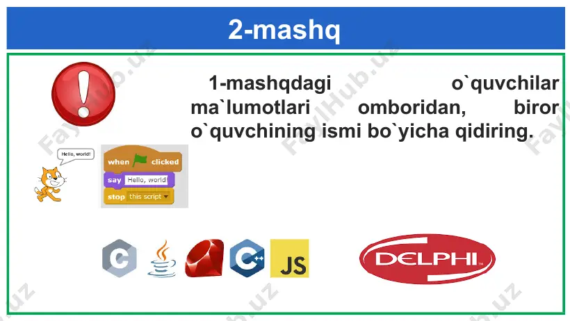 ms accsess 2010 dasturida ma`lumotlarni berilgan shablon bo`yicha izlash va qayta ishlash - Page 5
