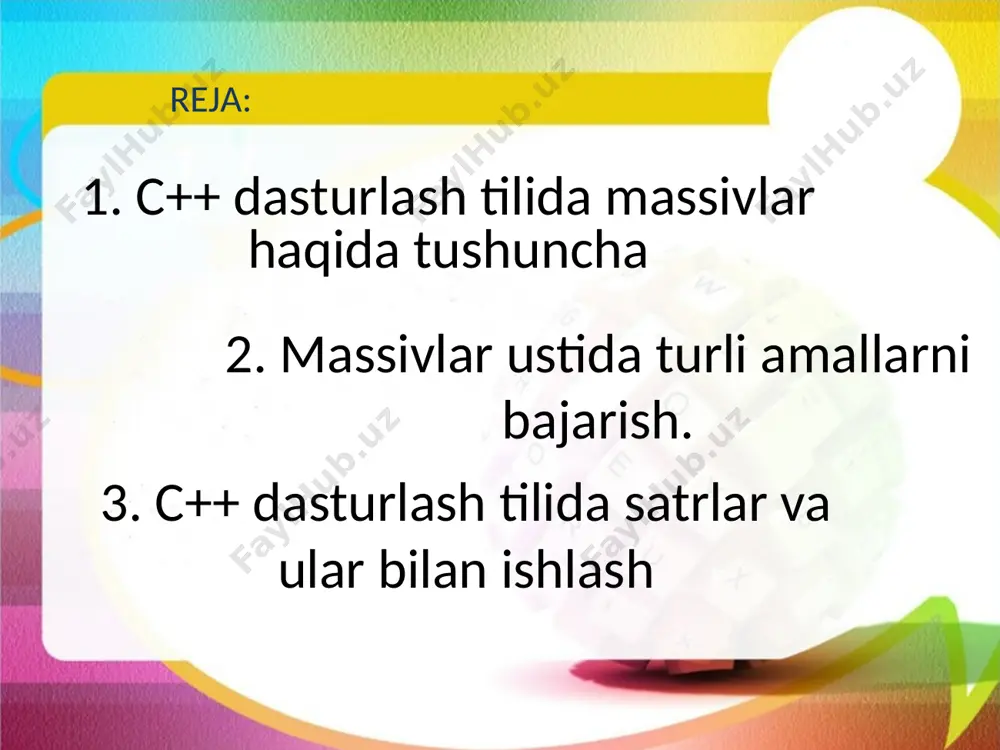 c++ dasturlash tilida massivlar va satrlar - Page 2