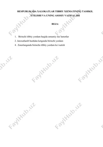 xalokatlar tibbiy xizmati — DOCX