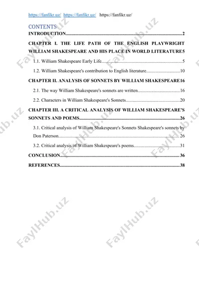 shakespeare sonnetlari va ularning tahlili — DOCX