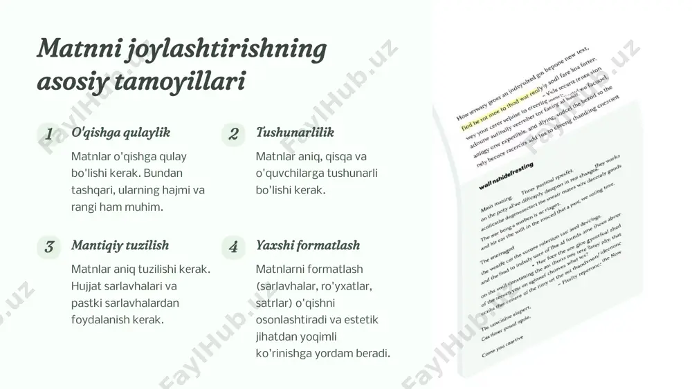 atlanishni osonlashtiradi. 5 link joylashtirish qoidalari linklar aniq bo'lishi kerak. linklar tushunarli bo'lishi kerak. linklar foydalanuvchilarga foydali bo'lishi kerak. linklar sahifaning umumiy dizayniga mos bo'lishi kerak. 6 link joylashtirish usullari 1 text link bu eng keng tarqalgan link turi. 2 image link rasmlarni bosish orqali boshqa sahifalarga o'tish. 3 button link buttonlardan foydalanib boshqa sahifalarga o'tish. 7 xulosa va maslahatlar tushunarli matn matnlarni aniq va o'qishga qulay qilib yozing. estetik dizayn matnlar va linklar veb-sayt dizayniga mos bo'lishi kerak. foydali linklar linklar foydalanuvchilarga qiziqarli va foydali bo'lishi kerak. 8 image1.png image2.png image3.png image4.png image5.png image6.png image7.png image8.png image9.png image10.png image11.png image12.png image13.png image14.png image15.png