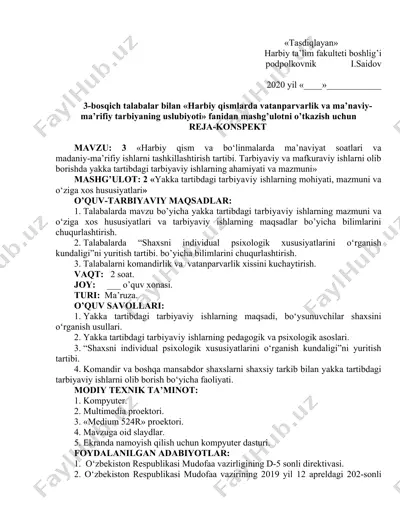o‘quv-darsning reja-konspekti — DOCX