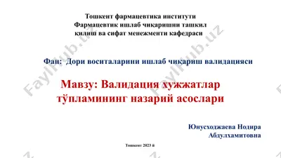 валидация хужжатлар тўпламининг назарий асослари — PPTX