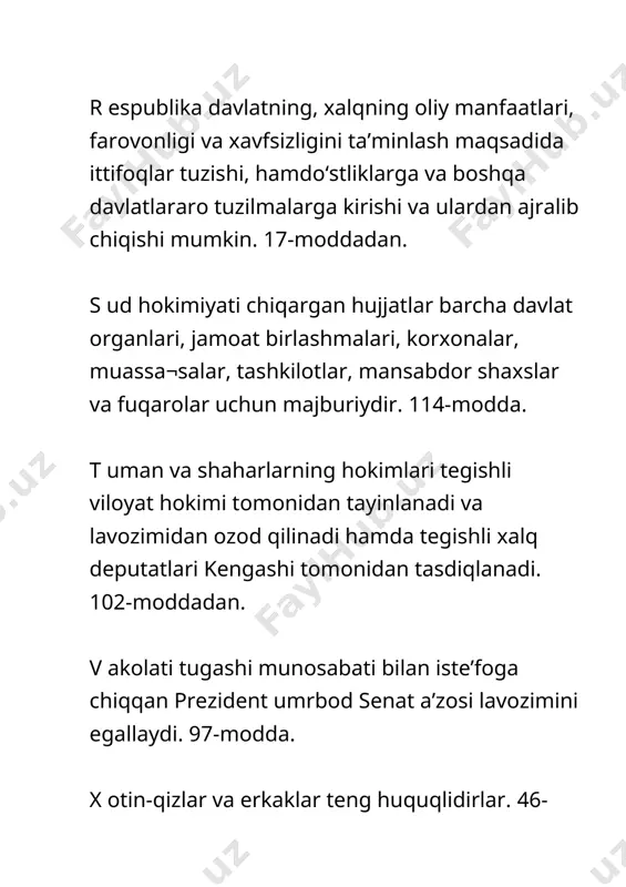 o‘zbekiston respublikasi konstitutsiyasi - Page 5