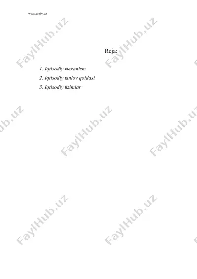 iqtisodiy mexanizm va tizimlar — DOC
