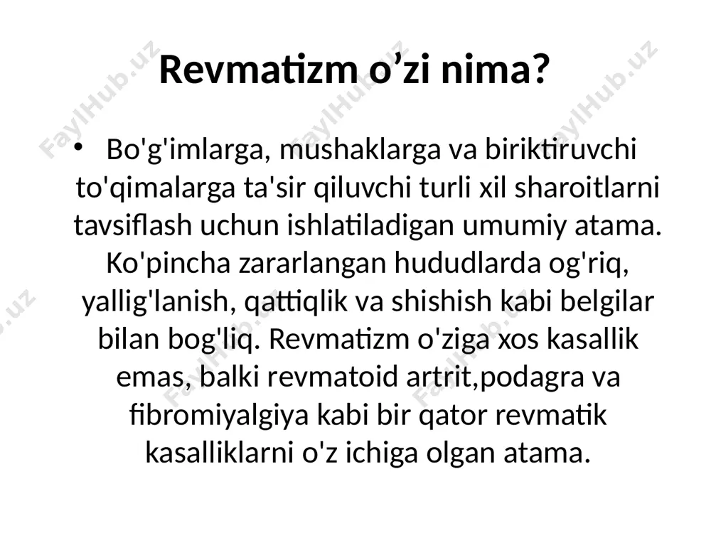 llik, stressni boshqarish va profilaktika amaliyoti kabi mavzularda sog‘lig‘ini mustahkamlashi va ta’lim berishlari kasallikning asosiy profilaktik chora tadbirlaridan biri hisoblanadi surunkali kasalliklarni boshqarish birlamchi tibbiy yordam diabet, gipertoniya va astma kabi surunkali kasalliklarni muntazam monitoring qilish, dori-darmonlarni boshqarish, turmush tarzini o'zgartirish va kerak bo'lganda mutaxassislar bilan maslahatlashish hal qiluvchi rol o'ynaydi. ikkilamchi chora tadbirlar erta aniqlash diagnostik test kasallikni boshqarish mutaxassislarning tavsiyalari reablitatsiya va tiklanish erta aniqlash ikkilamchi chora-tadbirlar kasallik yoki sog'liq muammolarini rivojlanishning dastlabki bosqichida aniqlash va yanada og'irroq asoratlarni keltirib chiqarishi mumkin bo’lgan holatlarga qaratilgan. bu skrining, diagnostika testlari va sog'liq uchun mumkin bo'lgan muammolarni aniqlash uchun muntazam monitoringni o'z ichiga oladi. diagnostik test ikkilamchi chora-tadbirlar kasalliklarni aniq tashxislash, ularning og'irligini aniqlash va tegishli davolash rejalarini ishlab chiqish uchun tasviriy tadqiqotlar(rentgen mrt mskt utt va boshqalar), qon testlari, biopsiya va boshqa protseduralar kabi diagnostik testlardan foydalanishni o'z ichiga oladi. kasallikni boshqarish ikkilamchi chora-tadbirlar asoratlarni oldini olish, kasallikning rivojlanishini …