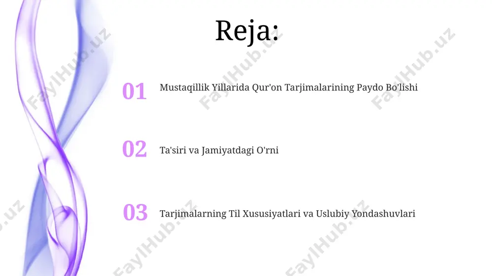 borish uchun muhim manba boʻlib xizmat qiladi. tarjima uslublari va xususiyatlari 20 dan ortiq tarjimon ishtirok etgan tarjimalarda, kollektiv tarjima uslubi bilan birga, individual tarjimonlarning shaxsiy uslublari ham sezilib qoladi. ba’zi tarjimalarda esa, zamonaviylashgan, so’z boyligi jihatidan boyroq, jumla tuzilishi soddalashtirilgan uslublar qo’llanilgan. masalan, 10 dan ortiq tarjima uslublari kuzatiladi. quron tarjimalarining aksariyati, taxminan 70% ga yaqini, tilning adabiy uslubiga tayangan holda, klassik adabiy til normalariga amal qilgan. kelajakdagi istiqbollar zamonaviy texnologiyalar, jumladan, mobil ilovalar va elektron kutubxonalar orqali 1 million dan ortiq foydalanuvchiga qur'onning uzbek tilidagi tarjimalariga onlayn kirish imkoniyatini yaratish rejalashtirilgan. kelajakdagi istiqbollar qur'on tarjimalarining audio va video formatlardagi keng tarqalishi, jumladan, 5 dan ortiq turli ovozli ijrolar va animatsion filmlar yaratilishini o'z ichiga olishi mumkin. qur'onning turli uzbek shevalarida, jumladan, qoraqalpog'iston va farg'ona shevalarida 3 ta yangi tarjima loyihalari boshlanishi mumkin, bu esa kengroq auditoriyani qamrab olish imkonini beradi. zamonaviy tarjimalar va texnologiyalar so'nggi 20 yil ichida …