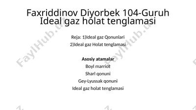 ideal gaz holat tenglamasi — PPTX