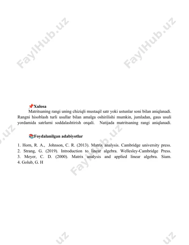matritsaning rangi, uni hisoblash - Page 5