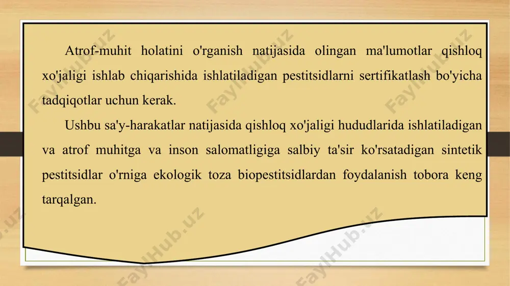 qishloq xo’jaligida ishlatiladigan kimyoviy moddalarning atrof-muhitga ta’sirini o’rganish - Page 3