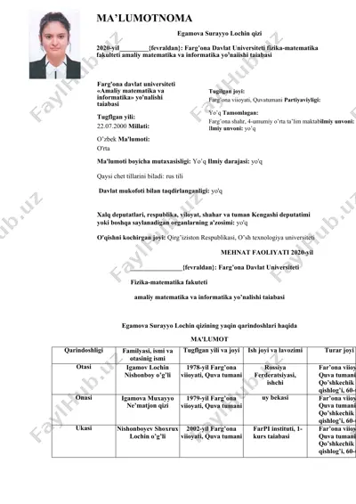 egamova surayyo lochin qizi — DOCX