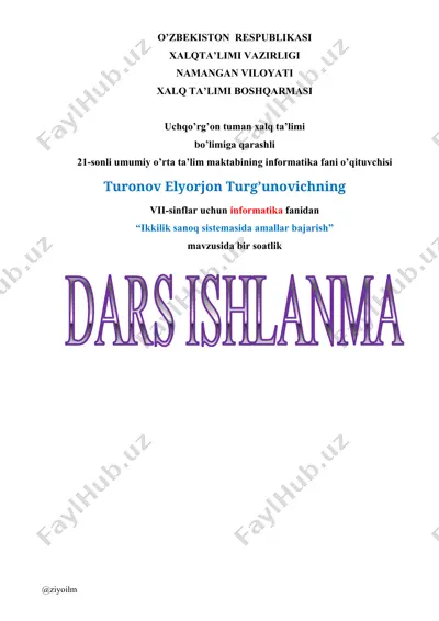ikkilik sanoq sistemasida amallar bajarish — DOCX