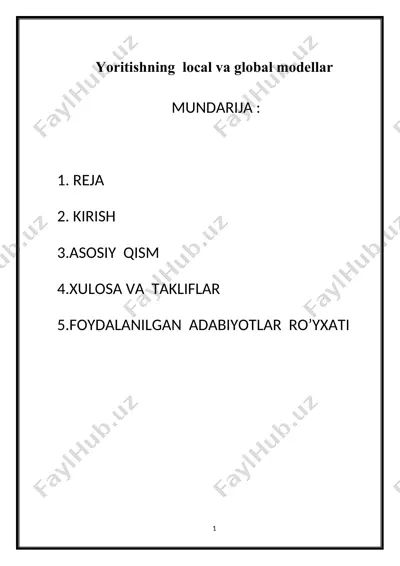 yoritishning local va global modellari — DOCX
