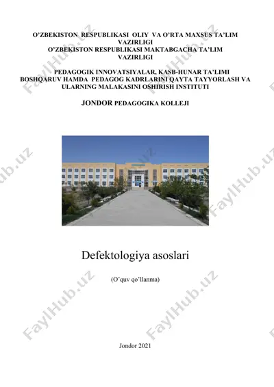 defektologiya asoslari (o'quv qo'llanma) — DOCX