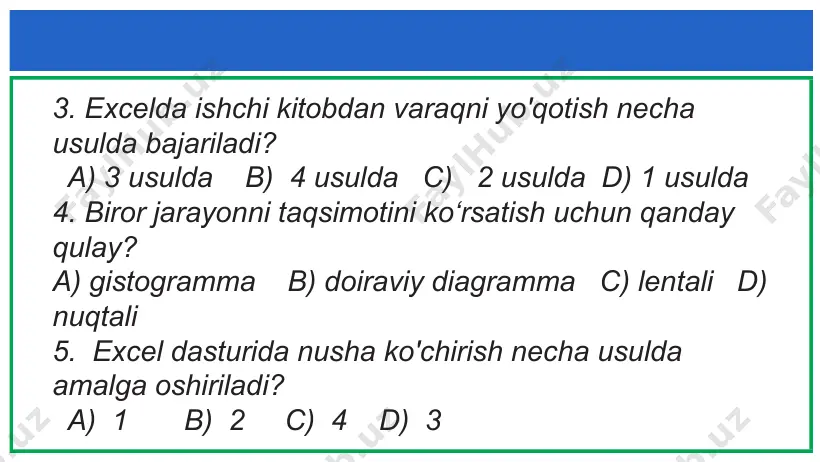 microsoft excel dasturida elektron jadval nazorati - Page 3