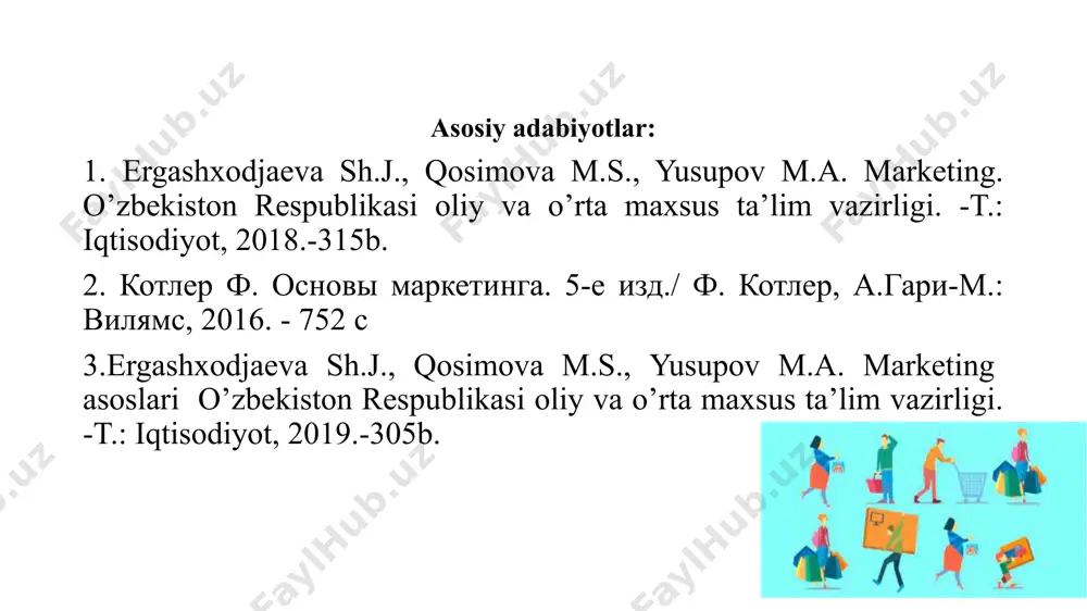 o'paytirish, bozor ulushini oshirish va boshqalar kabi tashkilotning ma'lum maqsadlariga erishish uchun maqsadli mijozlar bilan foydali almashinuvlarni o'rnatish, mustahkamlash va qo'llab-quvvatlashga qaratilgan tadbirlarni tahlil qilish, rejalashtirish, amalga oshirish va nazorat qilish. marketingni boshqarish - bu marketing holatini tahlil qilish, rejalarni amalga oshirish, nazorat funktsiyalari bilan shug'ullanadigan kompaniyaning mansabdor shaxslari. bunga savdo va marketing bo'yicha menejerlar, reklama bo'yicha menejerlar, savdoni rag'batlantirish bo'yicha mutaxassislar, marketing tadqiqotchilari, mahsulot menejerlari va narxlar bo'yicha mutaxassislar kiradi. oddiy qilib aytganda, marketing menejmenti talabni boshqarishdir. salbiy talab (отрицательный). bozor, agar uning ko'p qismi mahsulotni yoqtirmasa va undan qochish uchun ma'lum xarajatlarga rozi bo'lsa, salbiy talab holatidadir. odamlarda emlashlar, stomatologik muolajalar, vas deferensni olib tashlash operatsiyalari va o't pufagi operatsiyalari uchun salbiy talab mavjud. ish beruvchilar orasida sobiq mahbuslar va ichkilikbozlarni ishga olish uchun salbiy talab mavjud. marketingning maqsadi nima uchun bozorga mahsulot yoqmasligini tahlil qilish va marketing dasturi mahsulotni qayta ishlab chiqish, narxlarni pasaytirish va faolroq reklama …