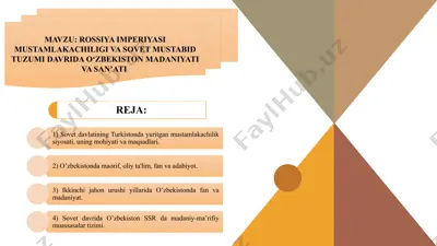 rossiya imperiyasi mustamlakachiligi va sovet mustabid tuzumi davrida — PPTX