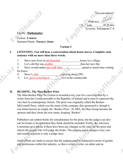english test paper variant 2 — DOCX