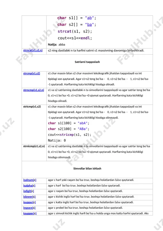 barcha “$” belgilarini o’chirib tashlovchi dastur tuzing. kiruvchi ma’lumotlar: n matndagi so’zlar soni (1 <= n<= 100). ikkichi satrda matn. matndagi so’zlar bitta probel bilan ajratilgan va matn uzunligi 1000 ta belgidan oshmaydi. chiquvchi ma’lumotlar: hosil bo’lgan matnni ekranga chiqaring. kiruvchi ma’lumotlar chiquvchi ma’lumotlar 4 bu$ d$asturn$ing bi$rinchi$ test$i bu dasturning birinchi testi 3 b$arc$ha $t$a$$labala$rga om$a$$d$!!! barcha talabalarga omad!!! 5- variant. sizga bitta natural son berilgan sizning vazifangiz shu sonning raqamlari yig’indisini topish. kiruvchi ma’lumotlar: bitta satrda n berilgan n ko’pi bilan 500 xonali bo’lishi mumkin. chiquvchi ma’lumotlar: masala yechimi kiruvchi ma’lumotlar chiquvchi ma’lumotlar 347 14 10000012 4 6- variant. berilgan matndan katta xarflar bilan boshlanadigan so’zlar sonini toping. kiruvchi ma’lumotlar: bitta satrda matn berilgan matn uzinligi 500 dann oshmaydi. matnda katta va kichik lotin xarflari va probel qatnashishi mumkin chiquvchi ma’lumotlar: masala yechimi kiruvchi ma’lumotlar chiquvchi ma’lumotlar someone said www algo uz 2 tatu urganch filiali talabalari 3 …