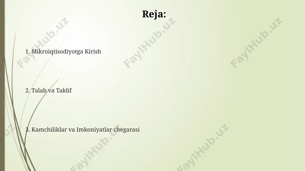 aytiradi. elastiklik kross-elastiklik musbat bo'lsa, ikkita tovar o'rnini bosuvchi tovarlardir, masalan, choy va qahva. agar kross-elastiklik manfiy bo'lsa, ular to'ldiruvchi tovarlardir, masalan, avtomobil va benzin. narx elastikligi 1 dan katta bo'lsa, talab yuqori elastik deb hisoblanadi, ya'ni narxning 1% o'zgarishi talabning 1% dan ortiq o'zgarishiga olib keladi. xizmatlarga bo'lgan talab, odatda, tovarlarga nisbatan kamroq elastik bo'ladi, chunki xizmatlar ko'pincha zaruriy ehtiyojlarni qondiradi va ularning o'rnini bosuvchi mahsulotlar kam bo'ladi. to'liq raqobat toʻliq raqobat bozorida koʻplab sotuvchilar (masalan, 1000 dan ortiq) mavjud boʻlib, ularning har biri bozor narxiga taʼsir qila olmaydi, chunki ularning bozor ulushi juda kichik. toʻliq raqobat sharoitida mahsulotlar gomogen, yaʼni bir-biridan farq qilmaydi va isteʼmolchilar uchun almashtiriladigan xususiyatga ega (masalan, fermer xoʻjaliklarining bugʻdoy mahsulotlari). toʻliq raqobatda kirish va chiqishga hech qanday toʻsiqlar yoʻq, yaʼni yangi firmalar bozorga osonlik bilan kirishi va chiqishi mumkin, bu esa uzoq muddatda iqtisodiy foyda nolga teng boʻlishini taʼminlaydi. talab va taklifning o'zaro ta'siri …