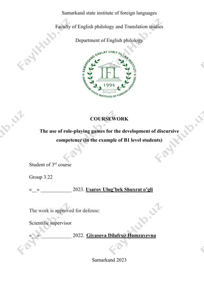 the use of role-playing games for the development of discursive competence (in the example of b1 level students) — DOCX