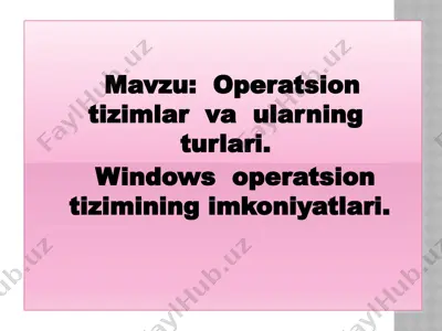 windows operatsion tizimi — PPTX