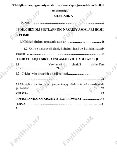 chiziqli sirtlar — DOCX