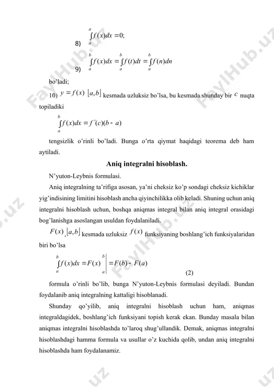 aniq integral va uning asosiy xossalari - Page 5