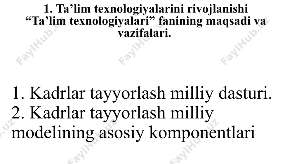 uv soatlari, shuningdek, o‘quv yili tuzilishini belgilovchi me’yoriy hujjat. ommaviy ta’lim sharoitida talabalarning to‘la uzlashtirishiga qanday qilib erishish mumkin? bunda uchta yo‘lni ko‘rsatish mumkin: birinchi y o ‘l - bu o‘zlashtirish mezonini pasaytirish, ko‘pchilik hollarda shu yo‘l tanlanadi. shu sababdan hozirgi paytda o‘quv materialini, o‘quv fanini 55% ga o‘zlashtirgan talaba ijobiy baholanadi. tabiyki, bu yo‘lning istiqboli yo‘qdir. ikkinchi y o ‘l – professor-o‘qituvchilar tarkibini faqatgina oliy darajali, ajoyib professor va dotsentlardan tuzish. ularning har biri o‘ziga xos o‘qitish usullari va yo‘llari tufayli, tayyorgarlik darajasi butunlay har xil bo‘lgan talabalarning to‘la o‘zlashtirishini ta’minlaydilar. hakiqatda, bir guruhda kirish sinovlari fanlari bo‘yicha o‘zlashtirish darajasi 30% dan 90% va undan ortiq bo‘lgan talabalar o‘qishi mumkin. bu yo‘l haqiqatdan uzoq va ideallashtirilgan yo‘ldir. barcha talabalar iqtidorli bo‘lmaganidek, o‘n minglab professor-o‘qituvchilar tarkibi ham xuddi shunday, iqtidorli, oliy darajali bo‘la olmaydi. uchinchi y o ‘l - o‘quv jarayoniga pedagogik texnologiyani joriy etish bo‘lib, ular o‘qish va o‘rgatishning …