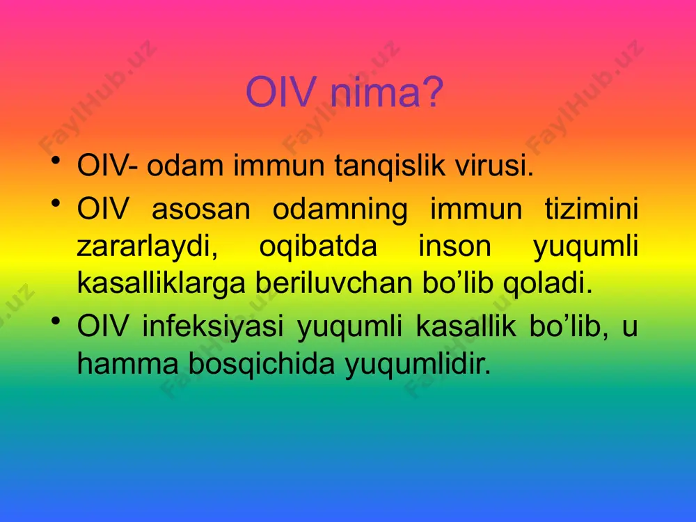 l) guruhlar vakillari, bular-giyohvandlar, tartibsiz jinsiy hayot kechiruvchilar, fohishalar, mehnat migrantlari, bir so’z bilan aytganda, sog’lom turmush tarzidan yiroq bo’lgan shaxslar. image1.jpeg image2.png image3.jpeg image4.png image5.jpeg image6.jpeg image7.jpeg image8.jpeg image9.gif /docprops/thumbnail.jpeg
