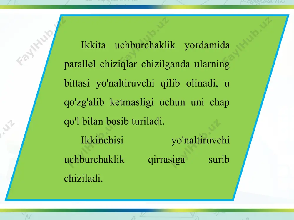 6-mavzu geometrik yasashlar. turli xil chiziqlar chizish 8-sinf - Page 5