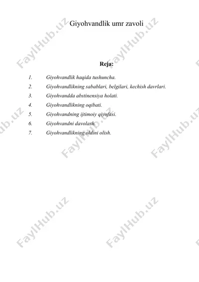 giyohvandlik umr zavoli — DOC