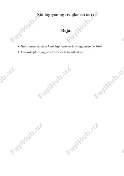 sitologiyaning rivojlanish tarixi — DOCX
