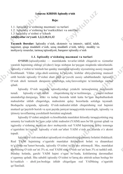 iqtisodiy o‘sish — DOCX