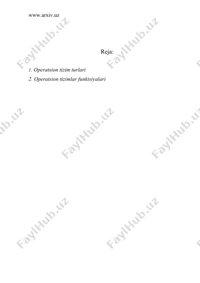 operasion tizimlar haqida ma`lumot — DOC