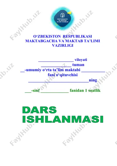 1-sinf matematika 20 ichida misol masala yechish dars ishlanma — DOCX