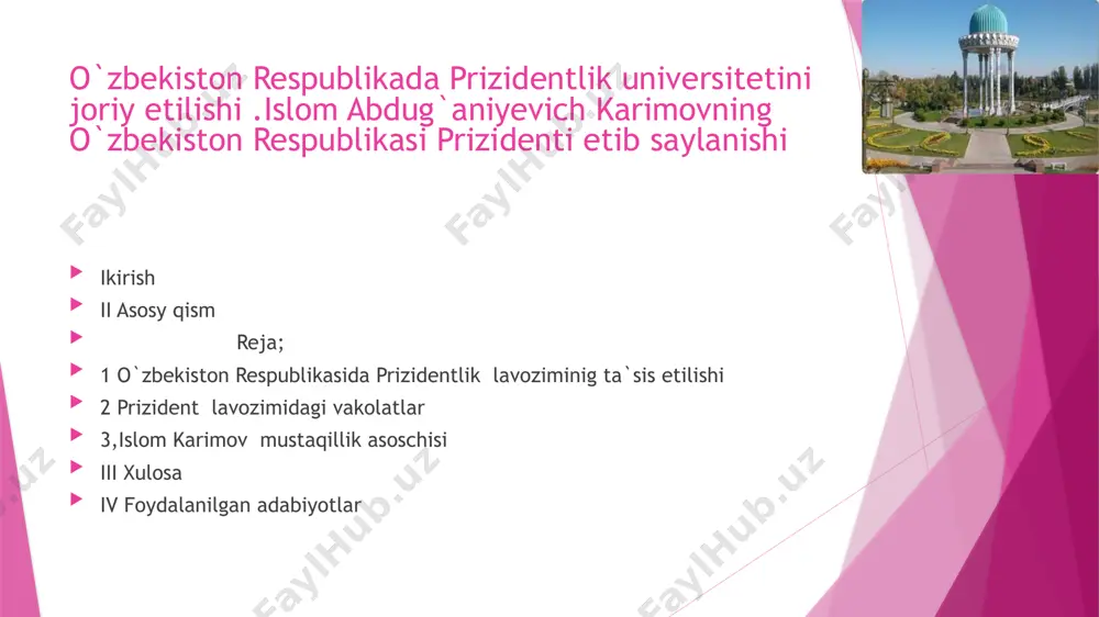 ozimidagi vakolatlari haqqoniyligining bunday tasdig’i, shubhasiz, islom karimovga mustaqillikni mustahkamlash hamda orziqib kutilgan siyosiy va iqtisodiy islohotlarni amalga oshirish bo’yicha olib borayotgan ishlar to’g’riligiga ishonchni yanada mustahkamladi. “oʻzbekiston respublikasi davlat bayrogʻi toʻgʻrisida”gi qonun 1991 yil 18 noyabrda oʻzbekiston respublikasi oliy kengashining navbatdan tashqari oʻtkazilgan vii sessiyasida qabul qilingan. davlat bayrogʻi va uning ramzi bugungi oʻzbekiston sarhadida qadimda mavjud boʻlgan davlatlar bilan tarixan bogʻliqligini anglatadi hamda respublikaning milliy-madaniy anʼanalarini oʻzida mujassamlashtiradi. islom abdug’aniyevich asosiy qonunni ishlab chiqish bo’yicha komissiyani boshqarayotib, o’zbekiston negizida millati, dinga munosabati, ijtimoiy mavqei va siyosiy e’tiqodidan qat’i nazar, insonparvarlik hamda fuqarolarning huquq va erkinliklarini ta’minlash tamoyillari yotgan kelajagi buyuk davlatni ko’rgandi. 1992 yilning 2 iyulida “o'zbekiston respublikasining davlat gerbi to'g'risida”gi qonun qabul qilindi. o'zbekiston respublikasining davlat gerbi o'zbekiston respublikasi oliy kengashining x sessiyasida tasdiqlandi. o'zbekiston respublikasining davlal gerbi gullagan vodiy uzra charaqlab turgan quyosh tasviridan hamda o'ng tomonida bug'doy boshoqlari, so'l tomonida ochilgan paxta chanoqlari surati tushirilgan …