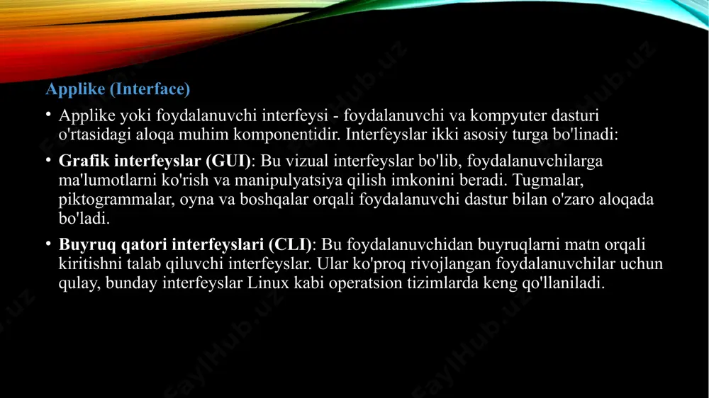 ehtiyojlarni qondirish imkonini beradi. foydalanilgan adabiyotlar "computer science: an overview" - j. glenn brookshear "introduction to the theory of computation" - michael sipser "database system concepts" - abraham silberschatz, henry korth, s. sudarshan https://kompy.info/kompyuterning-asosiy-komponentlari.html https://ubsu.uz/uz/education-single/computer-systems-and-their-software image2.png image1.png /docprops/thumbnail.jpeg