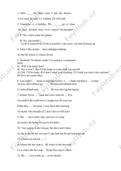 english grammar quiz — DOCX