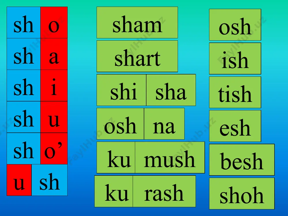 sh tovushi va sh, sh harflari - Page 2