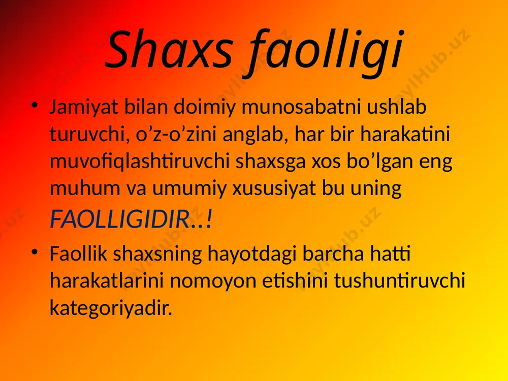 vjud bilim va malakalardan foydalanish 6 shaxsning ongli tarzda ichki psixologik mexanizmlar vositasida amalga oshiradigan turli tuman harakatlari ……………. harakatlardir. 7 muayyan harakatlar yoki faoliyat turlarini o’zlashtirish maqsadida ko’p martalab takroran bajarish faoliyati 8 shaxs indivudial rivjlanish jarayonida nomoyon bo’ladigan birlamchi faoliyat turlaridan biri.? e’tiboringiz uchun rahmat ! image1.jpeg image2.jpeg image3.jpeg image4.jpeg image5.gif image10.jpeg image11.jpeg image12.jpeg image13.jpeg image14.jpeg image6.jpeg image15.jpeg image7.jpeg image8.jpeg image9.jpeg image16.wmf image17.wmf image18.jpeg image19.wmf image27.wmf image28.wmf image29.wmf image30.wmf image31.wmf image32.wmf image33.wmf image34.wmf image35.png image20.gif image21.png image22.gif image23.png image24.wmf image25.wmf image26.jpeg /docprops/thumbnail.jpeg