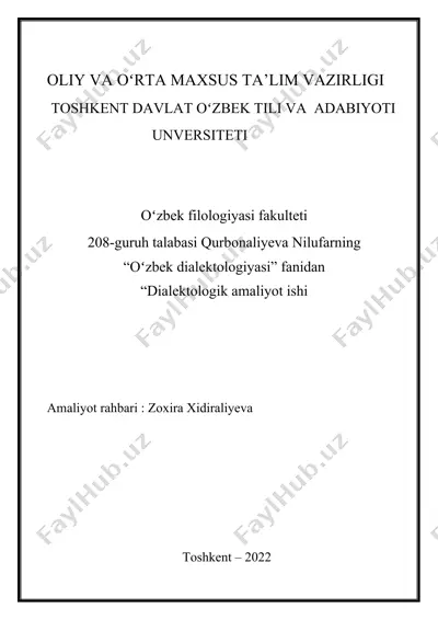 o‘zbek dialektologiyasi — DOCX