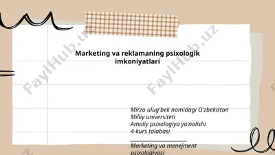 marketing va reklamaning psixologik imkoniyatlari — PPTX