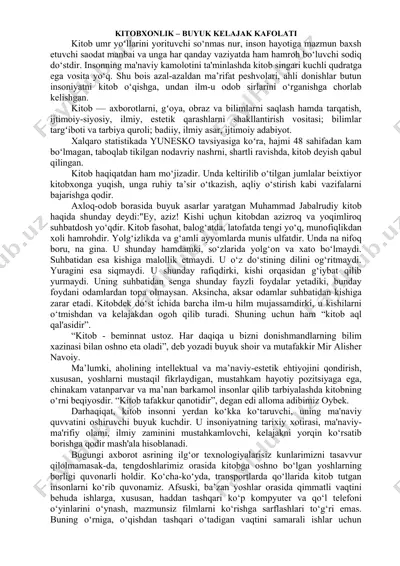 kitobxonlik – buyuk kelajak kafolati — DOC