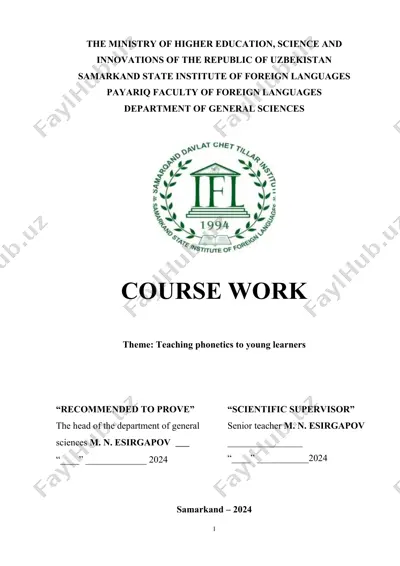 course work: teaching phonetics to young learners — DOCX