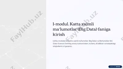 katta xajmli ma'lumotlar (big data) faniga kirish — PDF